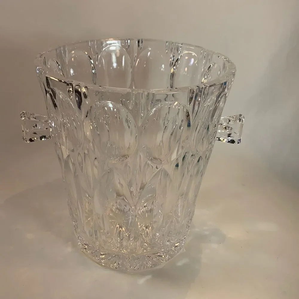 Crystal Art Deco Inspired Cut Wine Bucket Two Handle Champagne Ice Bar Cocktail